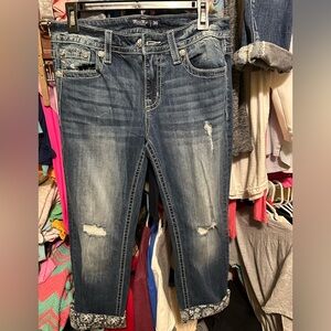 Miss Me Blue Skinny Jeans Distressed vintage Capri